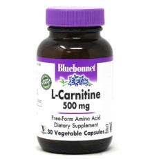 Амінокислота Bluebonnet Nutrition L-Карнітин 500 мг, L-Carnitin, 30 вегетаріанських капсул (BLB0032)