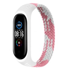 Ремінець до фітнес браслета BeCover Elastic Nylon Style для Xiaomi Mi Smart Band 5/6 (Size L) Pink-White (706164)