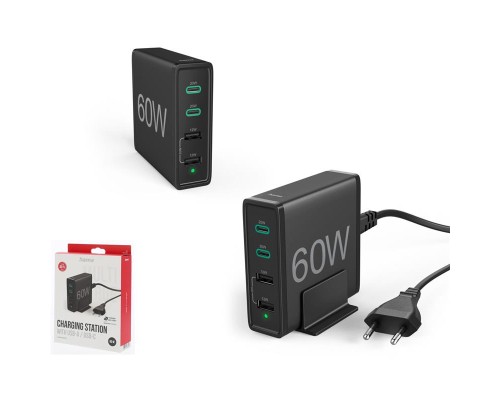 Зарядний пристрій Hama 2xUSB-C PD/QC, 2xUSB-A, 60W Black (00201628)