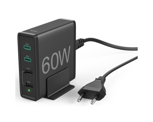 Зарядний пристрій Hama 2xUSB-C PD/QC, 2xUSB-A, 60W Black (00201628)