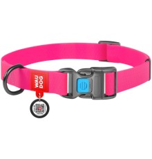 Нашийник для тварин WAUDOG Waterproof з QR паспортом Ш 25 мм Д 34-49 см рожевий (27727)