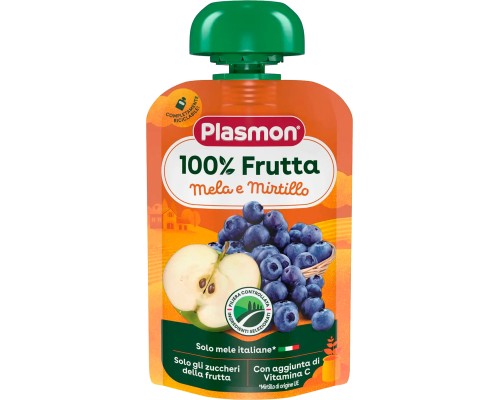Дитяче пюре Plasmon Яблуко, лохина 100 г (1136130)