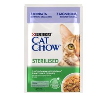 Вологий корм для кішок Purina Cat Chow Sterilised з ягням та зеленою квасолею в желе 85г (7613037025484)