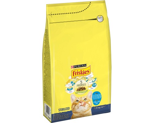 Сухий корм для кішок Purina Friskies Sterile з лососем і овочами 1.5 кг (7613033002458) Сухий корм для кішок Purina Friskies Sterile з лососем і овочами 1.5 кг (7613033002458)