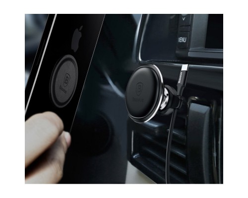Універсальний автотримач Baseus Magnetic with cable clip (на решітку) black (SUGX-A01)
