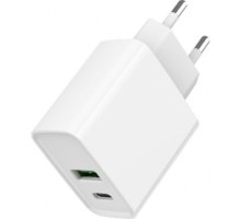 Зарядний пристрій Gembird USB-A + Type-C (PD20W + QC3.0 18W) white (TA-UC-PDQC20-01-W)