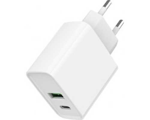 Зарядний пристрій Gembird USB-A + Type-C (PD20W + QC3.0 18W) white (TA-UC-PDQC20-01-W)