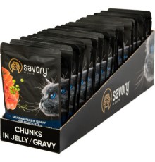 Вологий корм для кішок Savory лосось з горошком у соусі 85 гх22 шт (2700000029350)