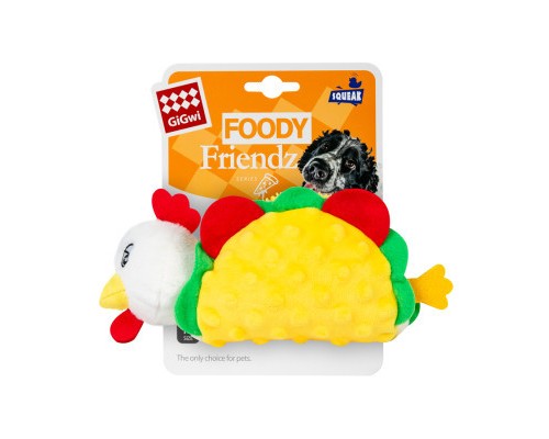 Іграшка для собак GiGwi Foody Friends Курячий Тако з пищалкою 26 см (2263)