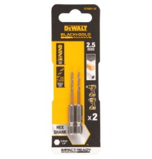 Свердло DeWALT по металу EXTREME IMPACT Black & Gold, HSS-G, 2,5 х 60 х 14,6 мм, 2 шт. (DT20601)
