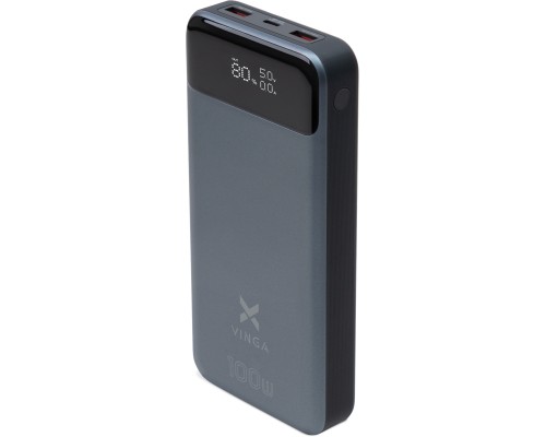 Батарея універсальна Vinga 30000 mAh 100W Display VA Grey (Li-Ion) (VPBB30100) 