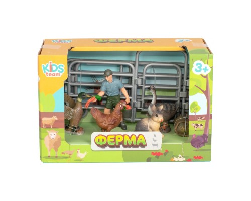 Фігурка Kids Team набір Ферма фермер, качка, гуска, курка, кролик (Q9899-X14_2)