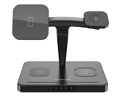 Зарядний пристрій Canyon wireless charger WS-404 15W 4in1 Black (CNS-WCS404)