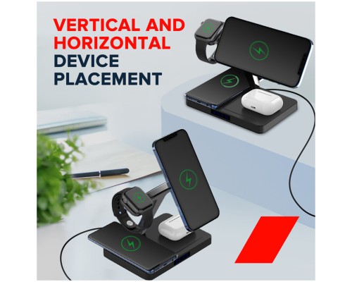 Зарядний пристрій Canyon wireless charger WS-404 15W 4in1 Black (CNS-WCS404)