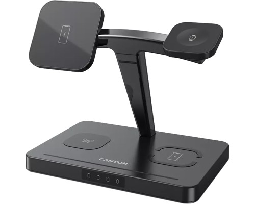 Зарядний пристрій Canyon wireless charger WS-404 15W 4in1 Black (CNS-WCS404)