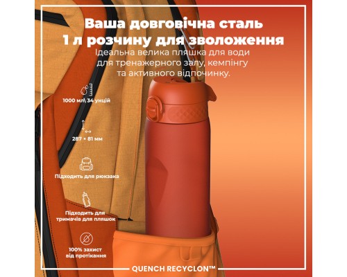 Пляшка для води ION8 OneTouch 1000 мл BPA Free, Hearty Orange (I8RF1000HORG)