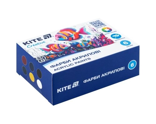 Акрилові фарби Kite Creative 6 кольорів, 20 мл (K-271)