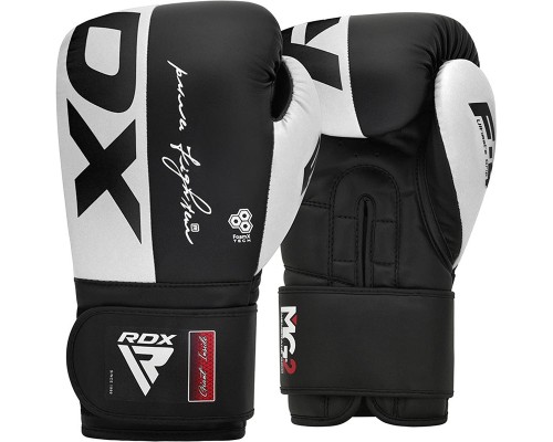 Боксерські рукавички RDX F4 Boxing Sparring Gloves Hook & Loop White/Black 12 унцій (BGR-F4B-12OZ)