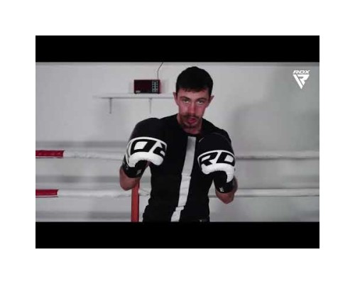 Боксерські рукавички RDX F4 Boxing Sparring Gloves Hook & Loop White/Black 12 унцій (BGR-F4B-12OZ)