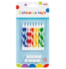 Свічка Maxi 8 шт. на торт, 8 см; 8 підставок для свічок (MX627047.F01)
