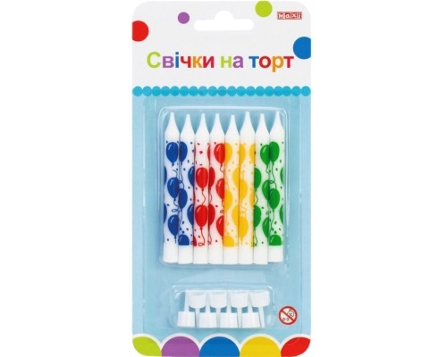 Свічка Maxi 8 шт. на торт, 8 см; 8 підставок для свічок (MX627047.F01)