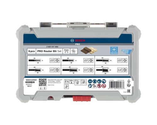 Набір фрез Bosch Professional пазових, 8мм, 6шт (2.607.017.466)