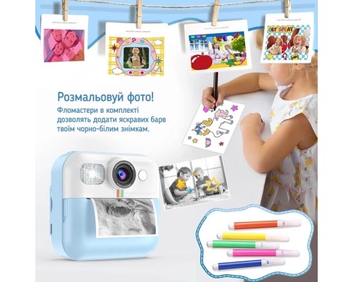 Дитячий фотоапарат ColorWay з функцією миттєвого друку (Blue) (CW-PHP01B)