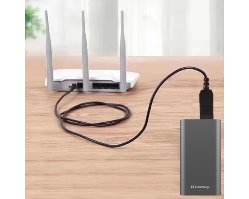 Кабель живлення USB to DC 5.5x2.5mm 12V 1.0m black ColorWay (CW-CBUD067-BK)
