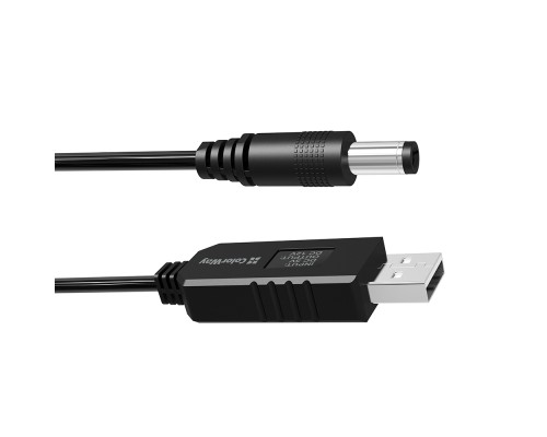 Кабель живлення USB to DC 5.5x2.5mm 12V 1.0m black ColorWay (CW-CBUD067-BK)