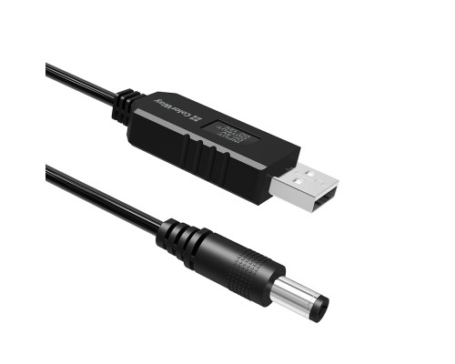 Кабель живлення USB to DC 5.5x2.5mm 12V 1.0m black ColorWay (CW-CBUD067-BK)