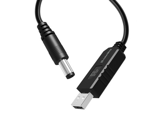 Кабель живлення USB to DC 5.5x2.5mm 12V 1.0m black ColorWay (CW-CBUD067-BK)