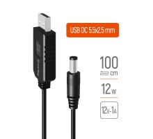 Кабель живлення USB to DC 5.5x2.5mm 12V 1.0m black ColorWay (CW-CBUD067-BK)