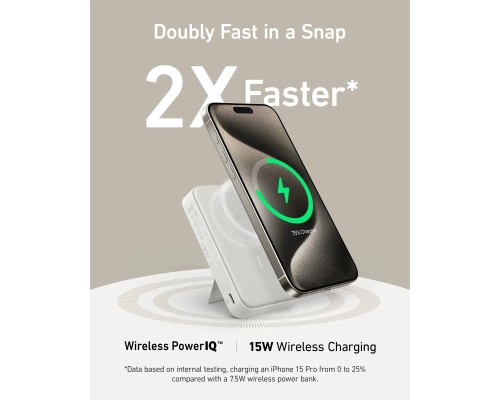 Батарея універсальна Anker MagGo 10000mAh, Qi2/15W, PD, 27W, USB-C, white (A1654G21)