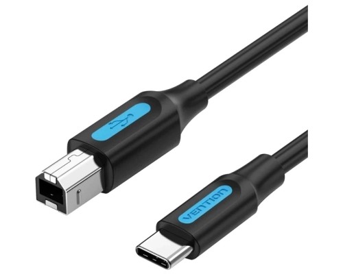 Дата кабель USB 2.0 C Male to B Male 2A Cable 1.5M Black VENTION (CQUBG)