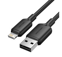 Дата кабель USB 2.0 Type-A Male to Lightning Male 2.4A Cable 1M Black PVC Type VENTION (LAMBF)