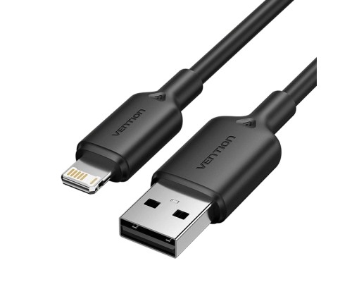 Дата кабель USB 2.0 Type-A Male to Lightning Male 2.4A Cable 1M Black PVC Type VENTION (LAMBF)