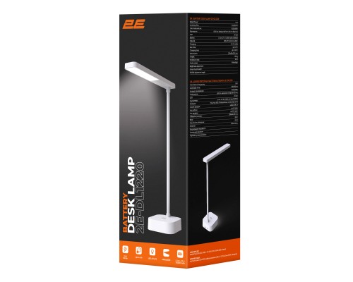 Настільна лампа 2E 5Вт 5000K 1200мАг USB-A без БЖ білий (2E-DL1220)