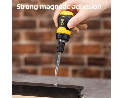 Викрутка Deli двостороння з тріскачкою, 2 біти 6/PH2 x 85 мм (DL626010)