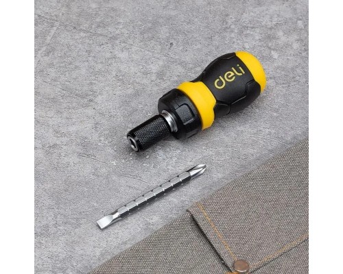 Викрутка Deli двостороння з тріскачкою, 2 біти 6/PH2 x 85 мм (DL626010)