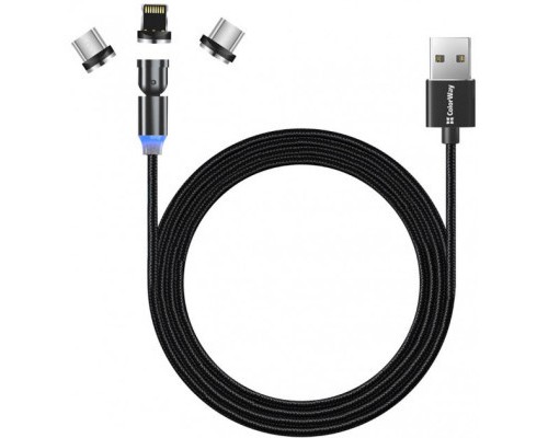 Дата кабель USB 2.0 AM to Lightning + Micro 5P + Type-C 1.0m Magnetic Ro ColorWay (CW-CBUU037-BK)