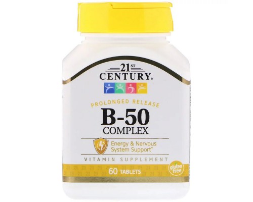 Вітамін 21st Century Комплекс B-50, 60 таблеток (CEN22251)