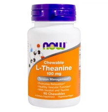 Амінокислота Now Foods L-Теанін, L-Theanine, 100 мг, 90 жувальних таблеток (NOW-00144)