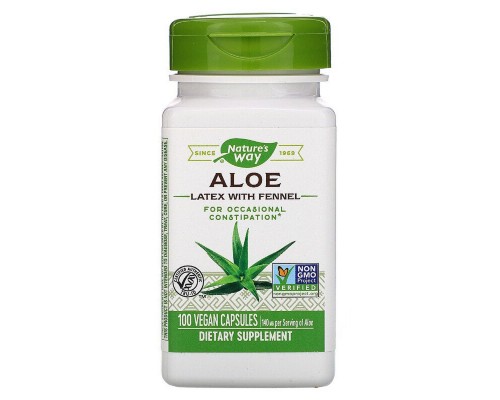 Трави Nature's Way Алое Віра з фенхелем, 140 мг, Aloe Latex with Fennel, 100 ве (NWY-10150)