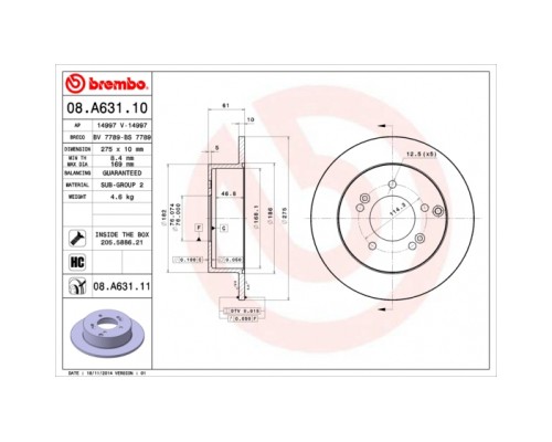Гальмівний диск Brembo 08.A631.11