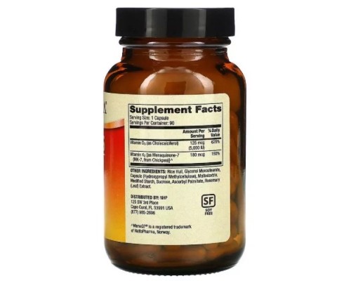 Вітамін Dr. Mercola Вітаміни D3 і K2, 5000 МО, 90 капсул (MCL-01996)