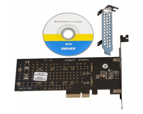 Плата розширення Frime 88SE9215 PCI-E-2хM.2 SATA3+2хSATA3 PCIe (ECF-PCIEtoSSD012.LP)