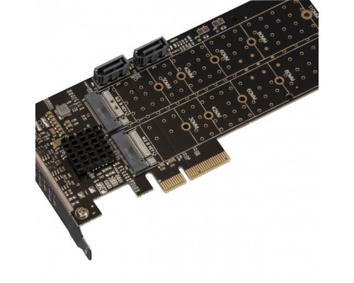 Плата розширення Frime 88SE9215 PCI-E-2хM.2 SATA3+2хSATA3 PCIe (ECF-PCIEtoSSD012.LP)