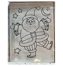 Новорічні наклейки Jumi Санта 16 х 12 см, в комплекті 6 фарб та пензлик для розфарб. (5900410886827)