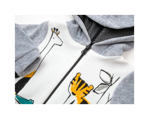 Кофта дитяча Miniworld велюрова на блискавці (16057-80B-gray)