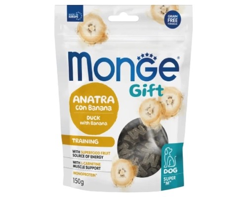 Ласощі для собак Monge Gift Dog Training качка з бананом 150 г (8009470085748)